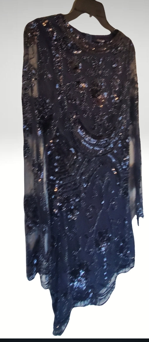 Black & Navy Sequin Mini Dress