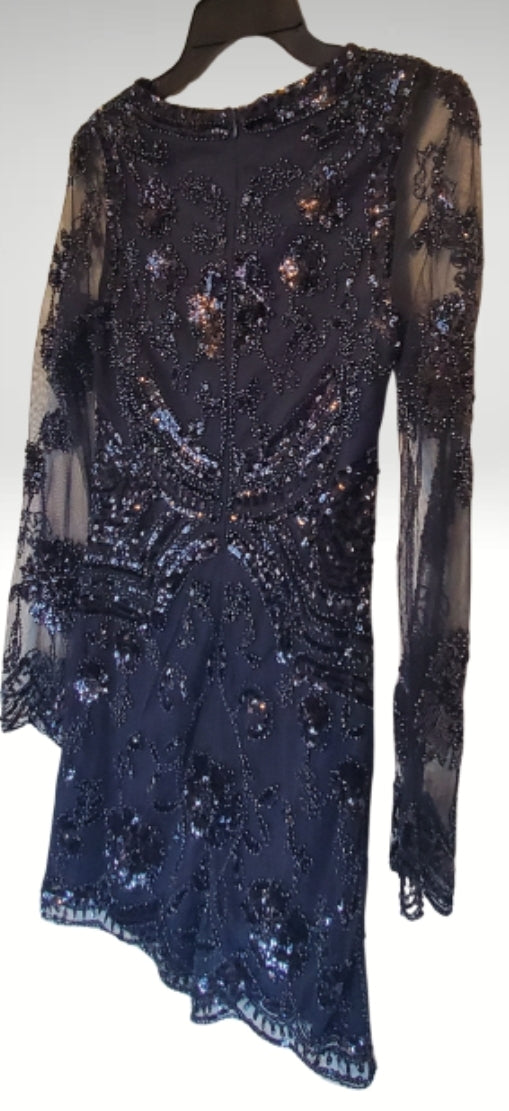 Black & Navy Sequin Mini Dress