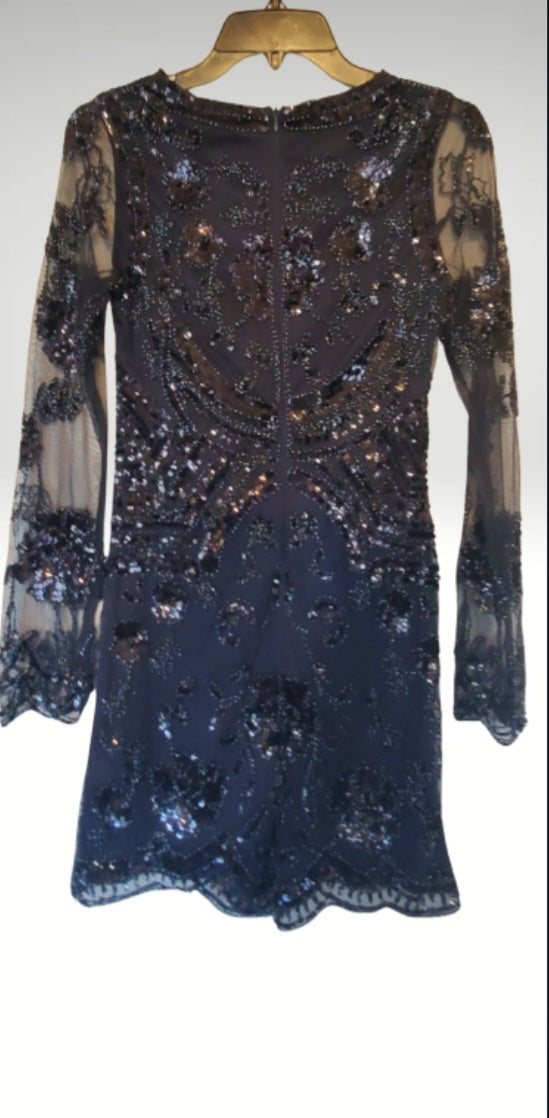 Black & Navy Sequin Mini Dress