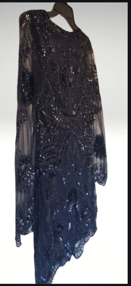 Black & Navy Sequin Mini Dress