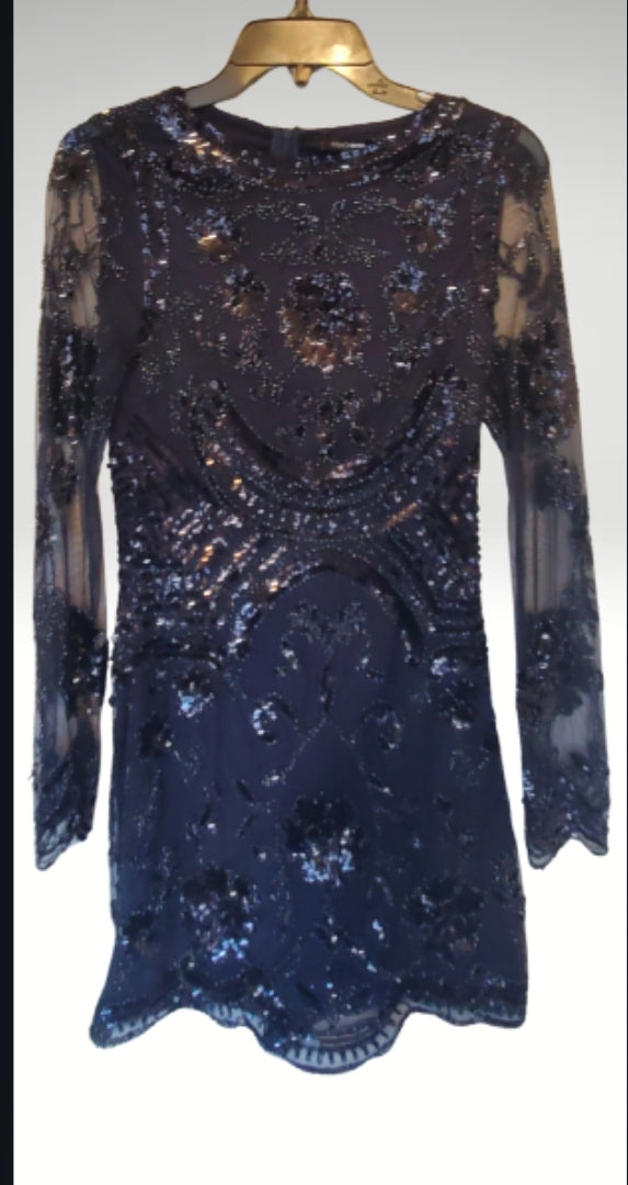Black & Navy Sequin Mini Dress