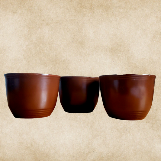 Rustic Terracotta Ceramic Bowls – Set of 3 Multi-Use Planters